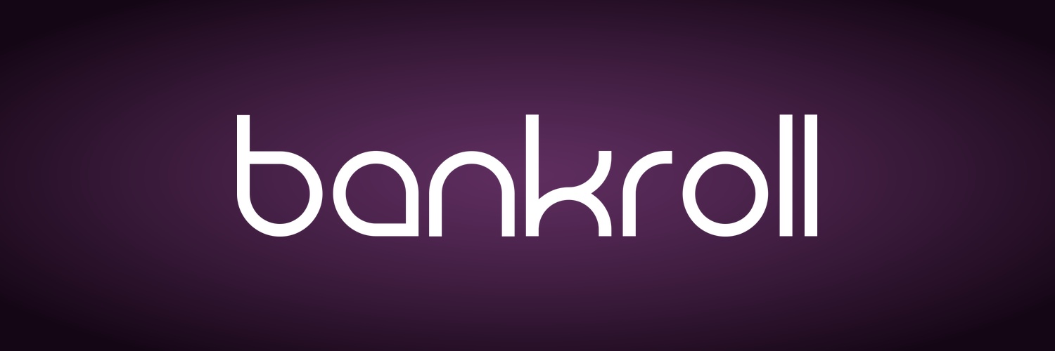 Bankroll banner: the white wordmark on a wide purple gradient